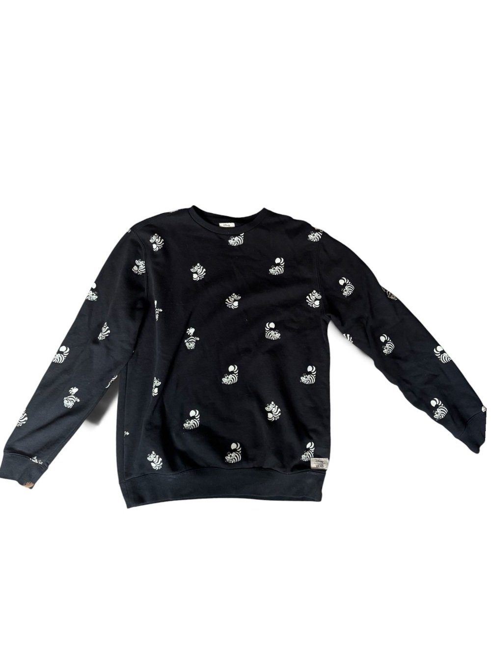 Black Crewneck Sweater with White Graphic Print